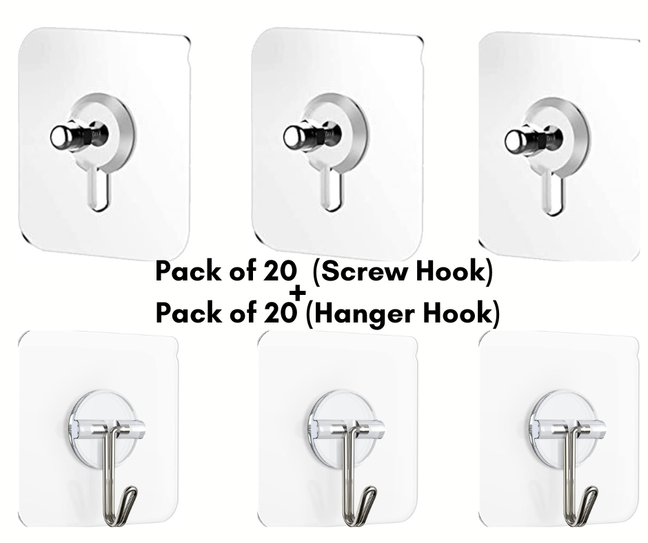Self Adhesive Heavy Duty Hooks ( Pack Of 40 )