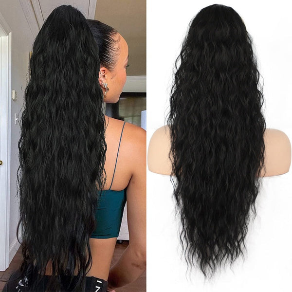 Curly Wavy Frizzy Hair Extension with Ponytail - 34 Inch