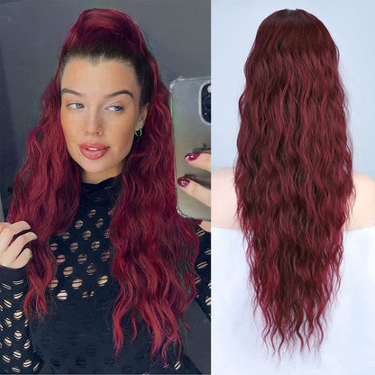 Curly Wavy Frizzy Hair Extension with Ponytail - 34 Inch