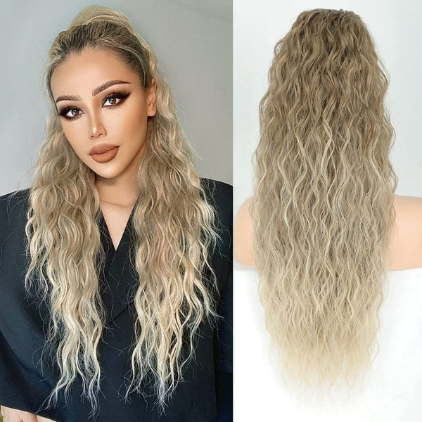 Curly Wavy Frizzy Hair Extension with Ponytail - 34 Inch