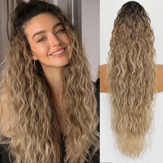 Curly Wavy Frizzy Hair Extension with Ponytail - 34 Inch