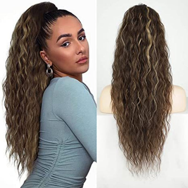 Curly Wavy Frizzy Hair Extension with Ponytail - 34 Inch