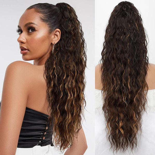 Curly Wavy Frizzy Hair Extension with Ponytail - 34 Inch