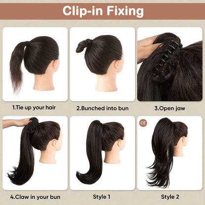 Curly Wavy Frizzy Hair Extension with Ponytail - 34 Inch